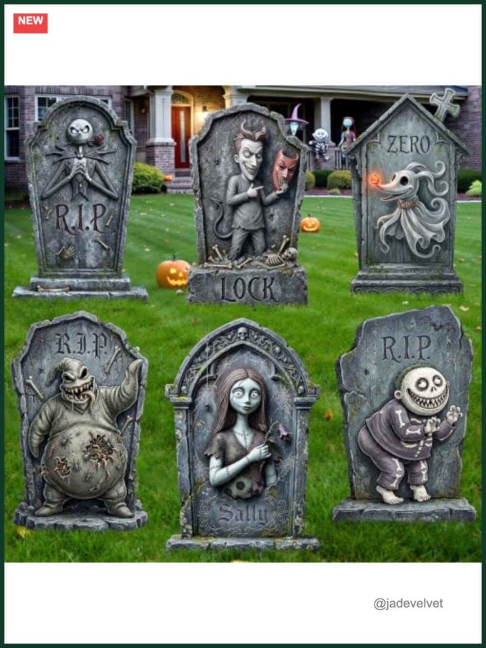 6 Pack Halloween Tombstones Yard Signs 17" Waterproof Corrugated Plastic